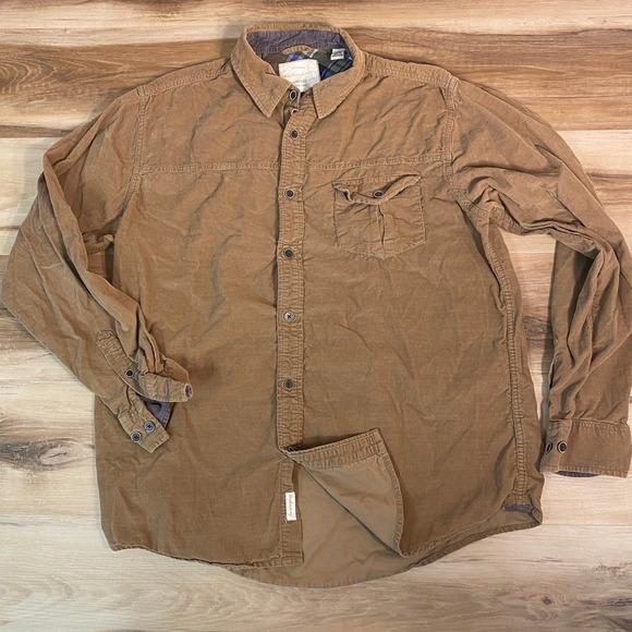 Weatherproof Vintage Corduroy Shirt Mens Large Button Up Khaki Micro Cord - Picture 1 of 8